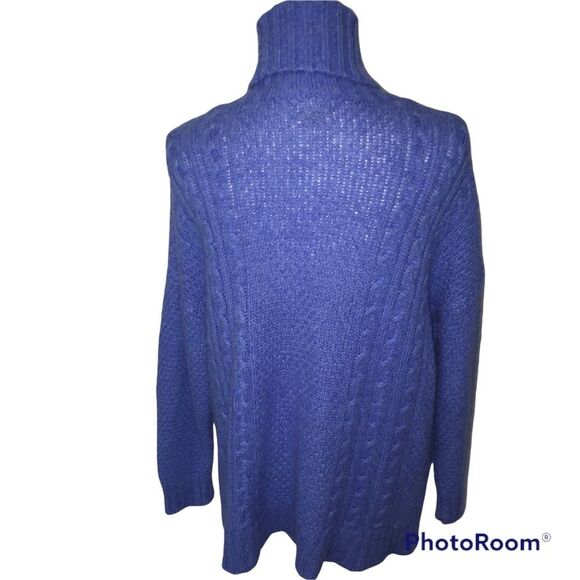 Aerie Wool Blend Oversized Soft Sweater Turtleneck Sz XS Blue Cozy Warm - Picture 2 of 9